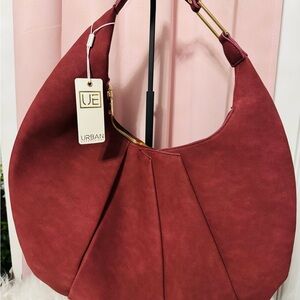 Urban Expressions Curved Pleat Cooper/Red Hobo Bag